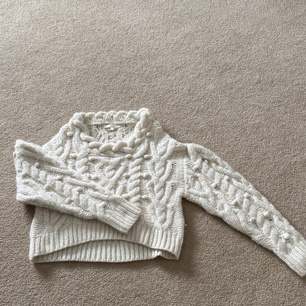 LoveShackFancy Cream Cable Knit Sweater